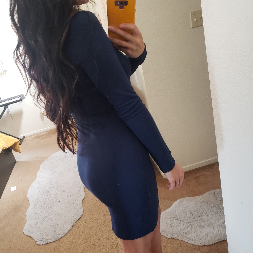 Lulu's Navy Mock Neck Dress